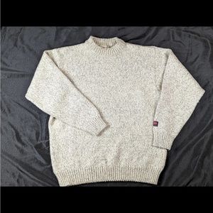 Devold Norway 100% Wool Gray Beige Pullover Sweater Fisherman Warm Heavy Knit L